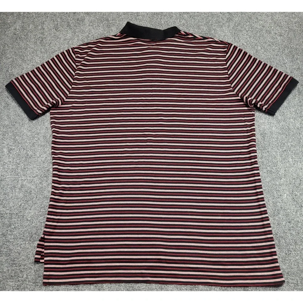 Vtg Polo Ralph Lauren Men's Red Black Striped Pony Short-Sleeve T-Shirt Size XL